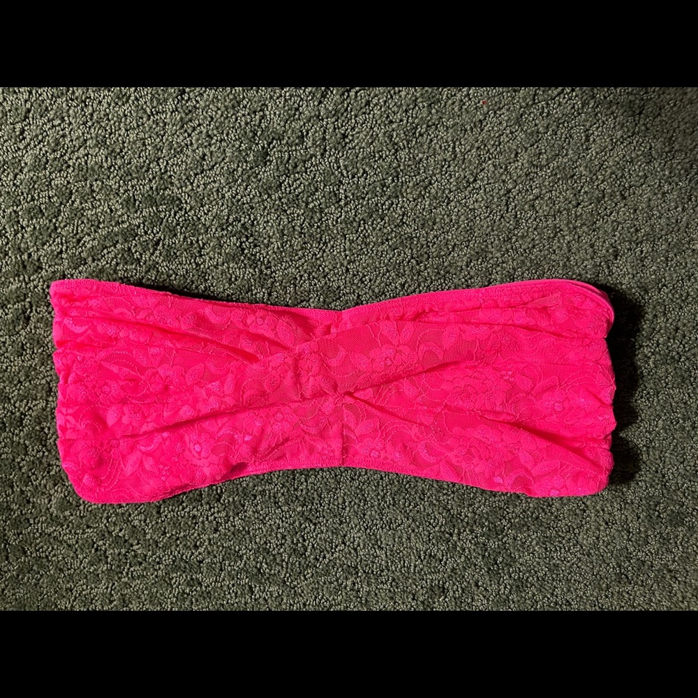 Neon Pink Lace Bandeau sz M